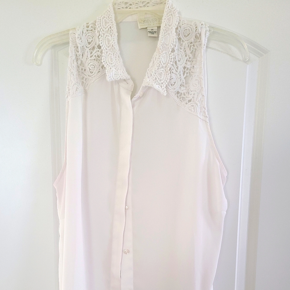 Sleeveless White button down